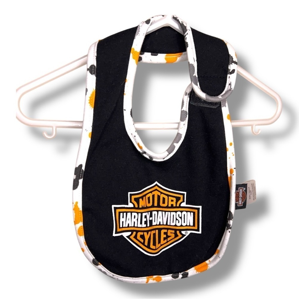 Harley Davidson Baby Bib Collectible Biker Motorcycle Gift Black Orange White